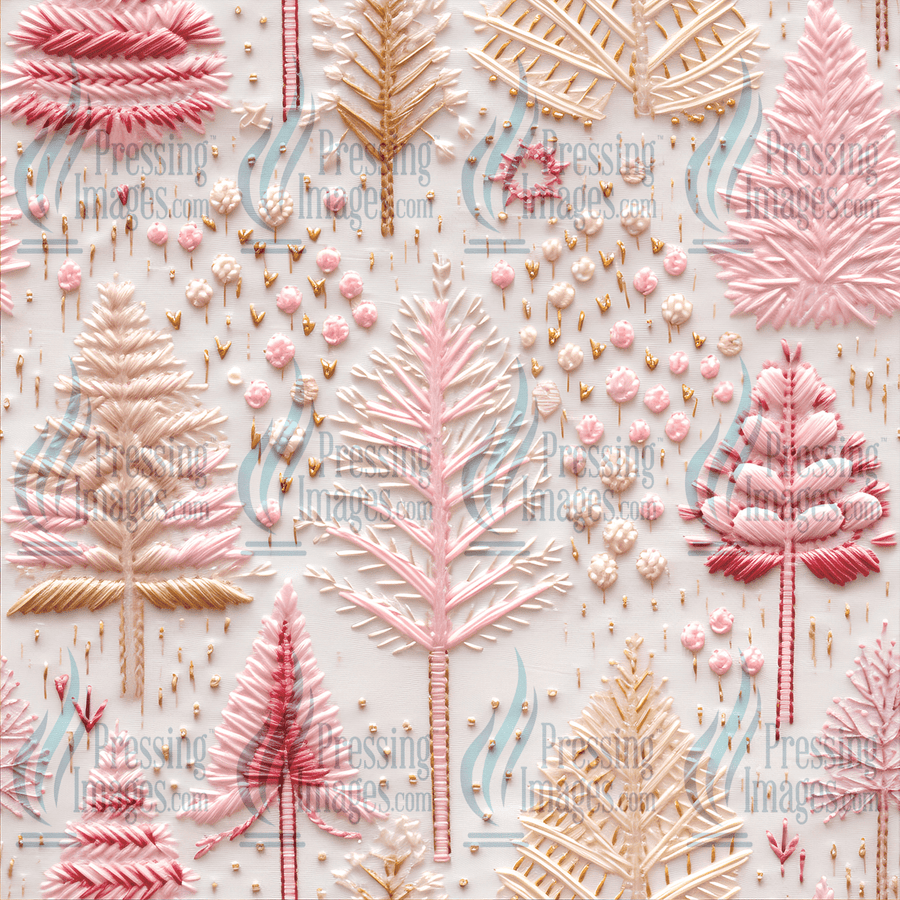 5099 Pink Christmas Stitching - Pressing Images