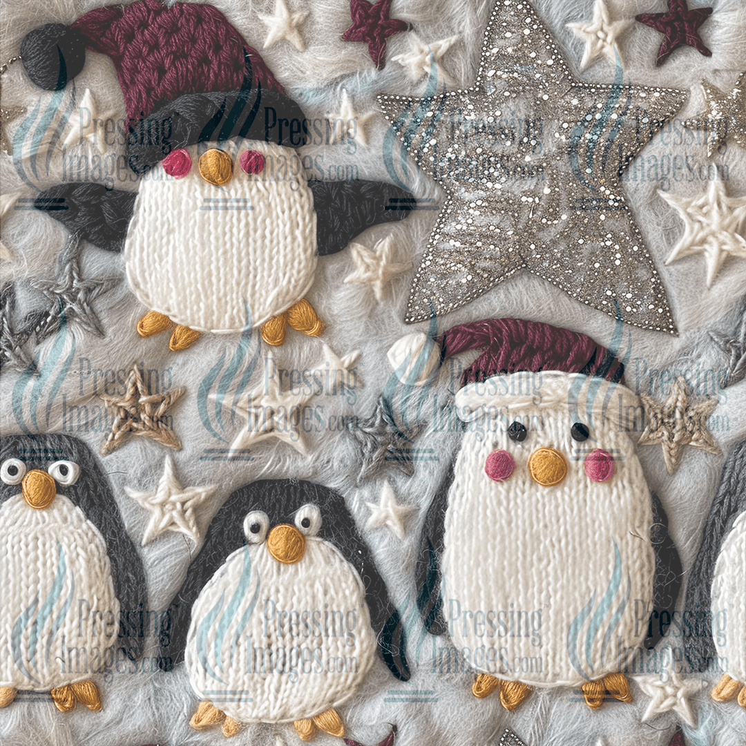 5108 Stitched Christmas Penguins - Pressing Images