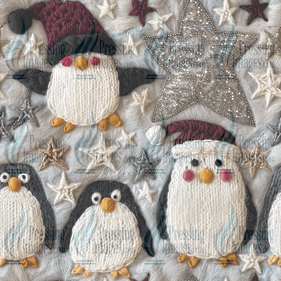 5108 Stitched Christmas Penguins - Pressing Images