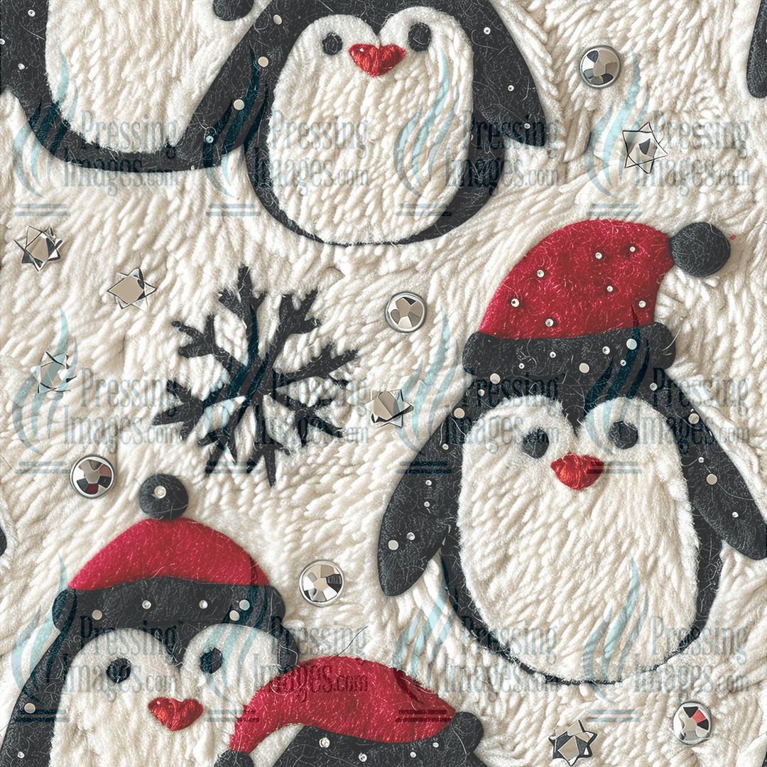 5111 Christmas Penguin Fabric - Pressing Images