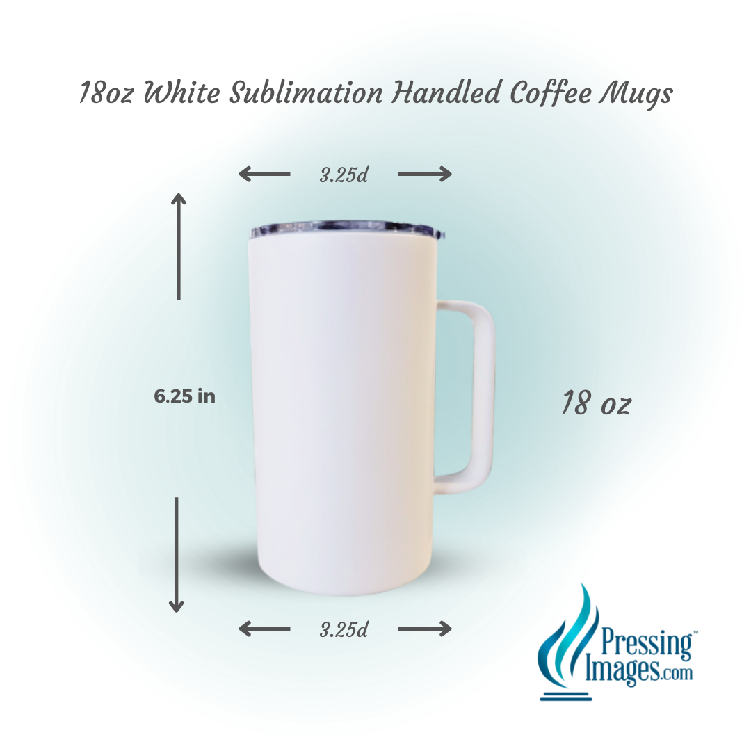 Bundle 6pk of 18oz White Sublimation Handled Coffee Mugs 110012