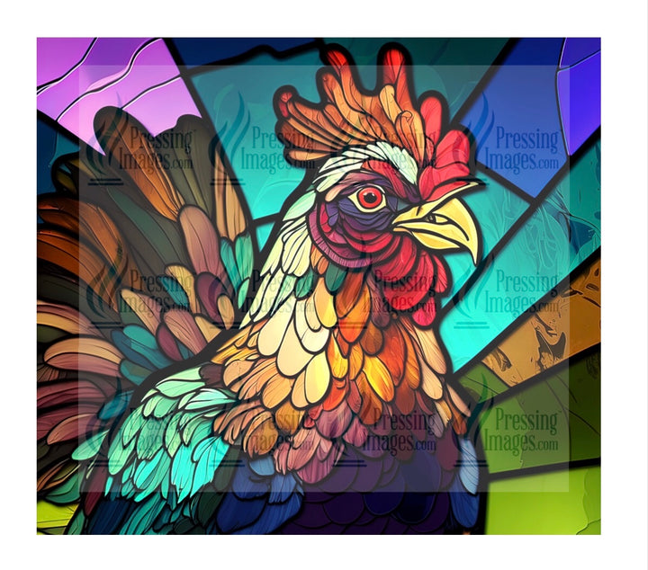 8021 Chicken stained glass tumbler Wrap