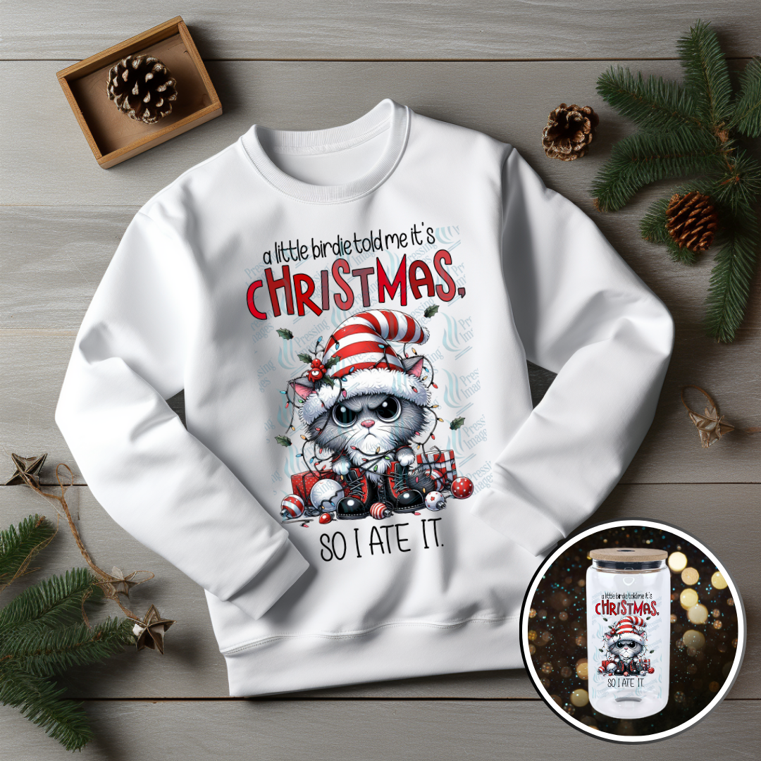 DTF 6761 A Little Birdie Told Me It's Christmas