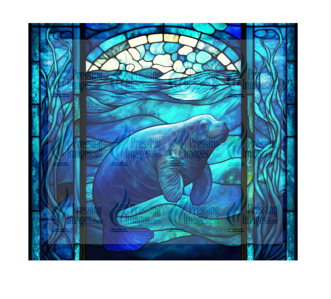 8017 Manatee stained glass tumbler Wrap