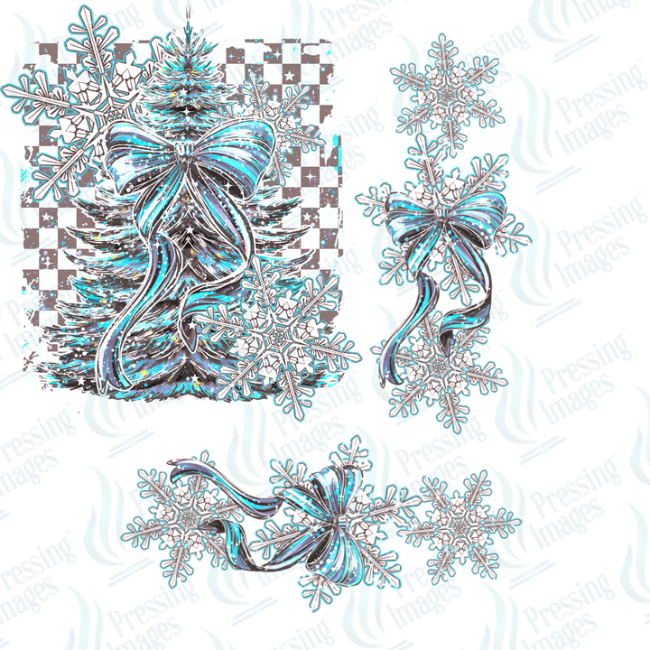 DTF 6809 Blue Christmas Set w/2 sleeves — detail view — Pressing Images Canada