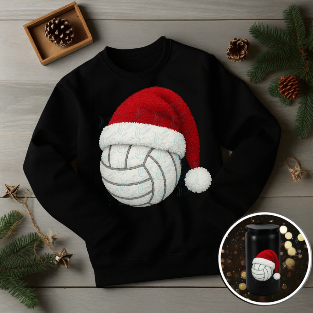 DTF 6810 Sports Balls Santa Hats — detail view — Pressing Images Canada