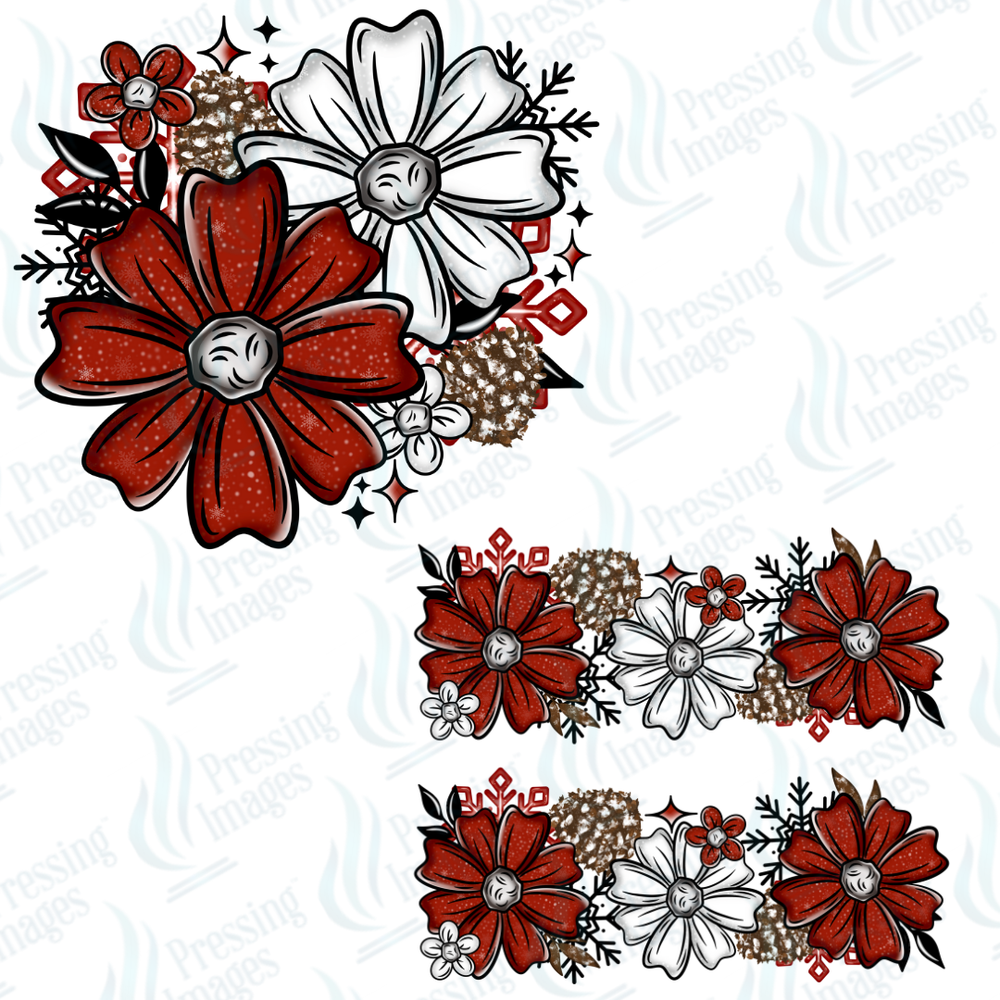 DTF 6813 Christmas Florals Set w/2 Sleeves — detail view — Pressing Images Canada