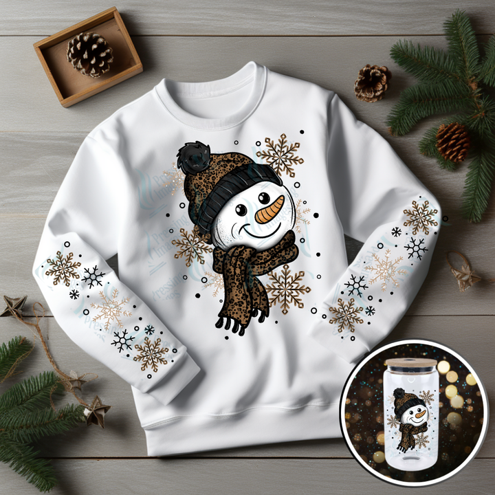 DTF 6825 Leopard Snowman w/2 Sleeves