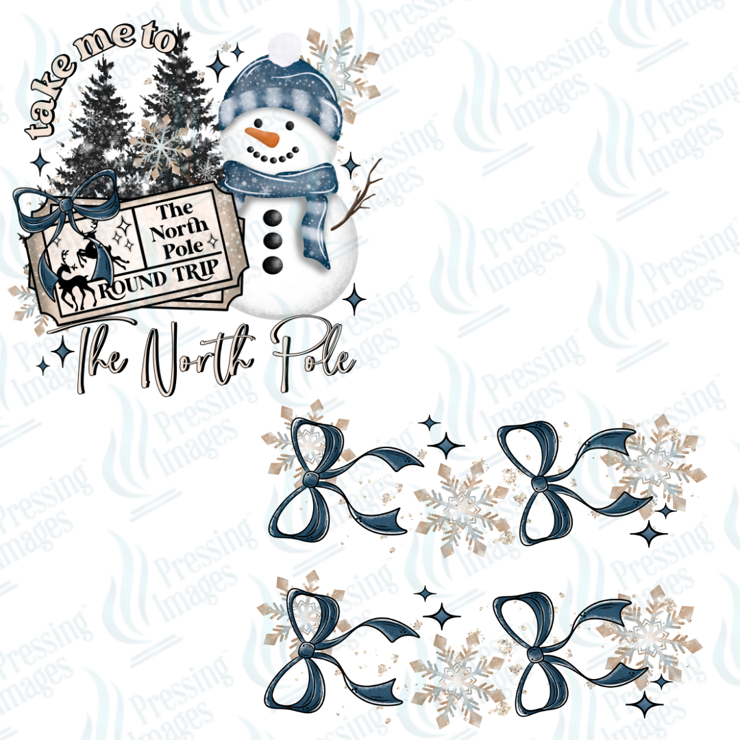 DTF 6830 North Pole Snowman w/2 Sleeves — detail view — Pressing Images Canada
