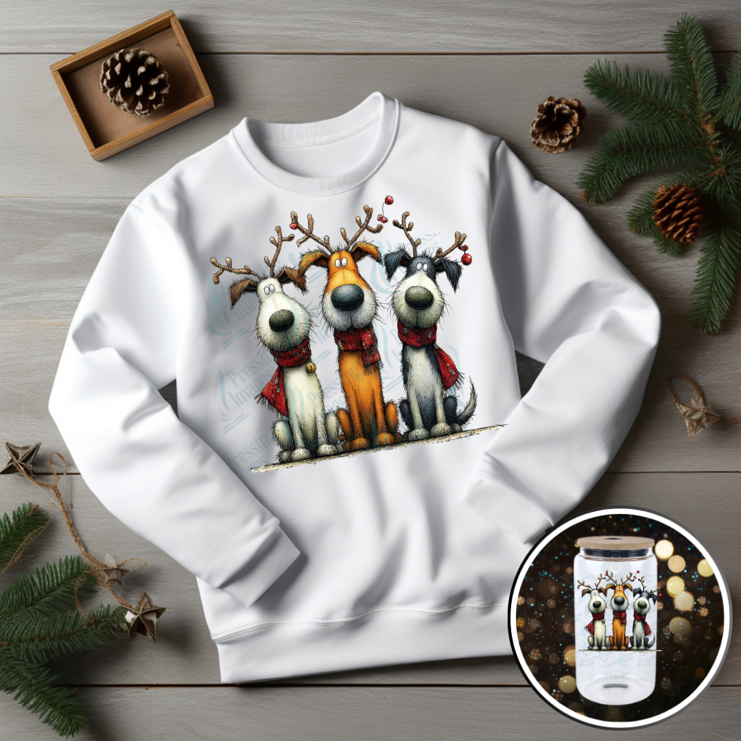 DTF 6833 Christmas Dogs with Antlers