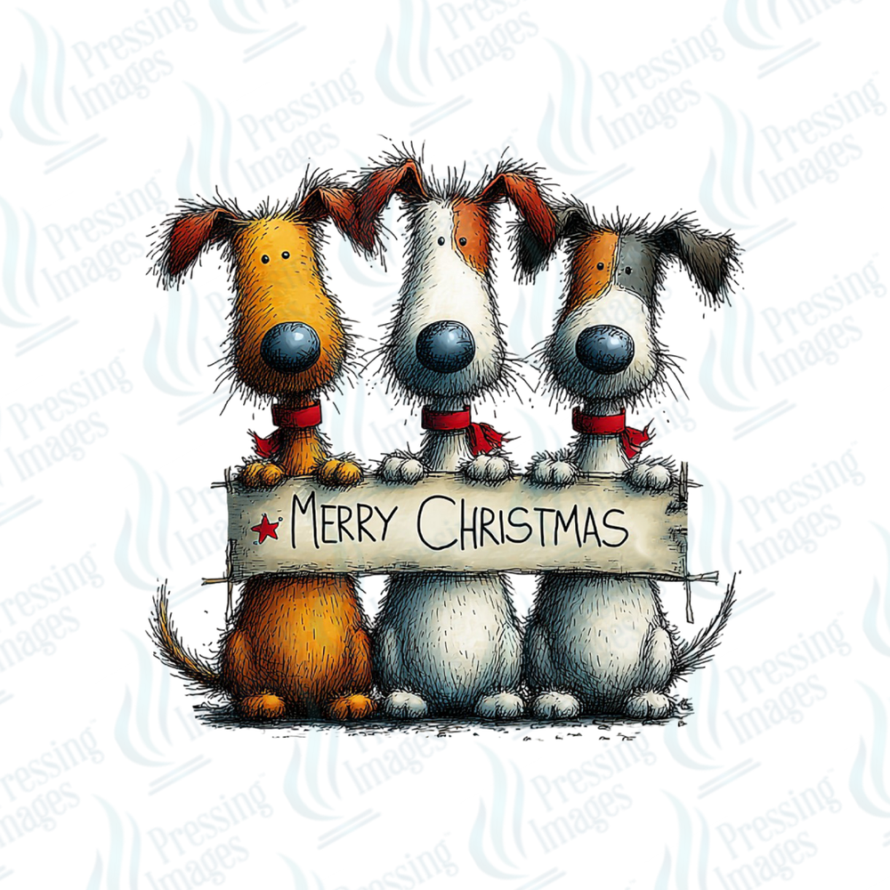 DTF 6835 Christmas Dogs Merry Christmas — detail view — Pressing Images Canada