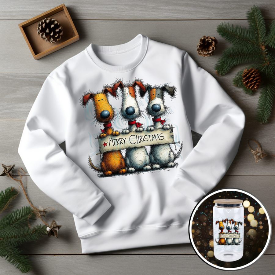 DTF 6835 Christmas Dogs Merry Christmas — Pressing Images Canada