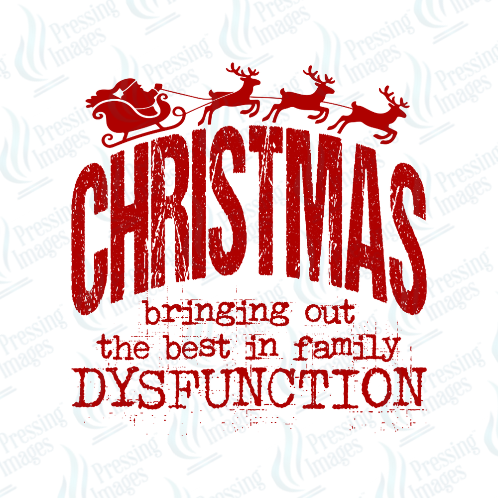 DTF 6836 Family Christmas Disfunction — detail view — Pressing Images Canada