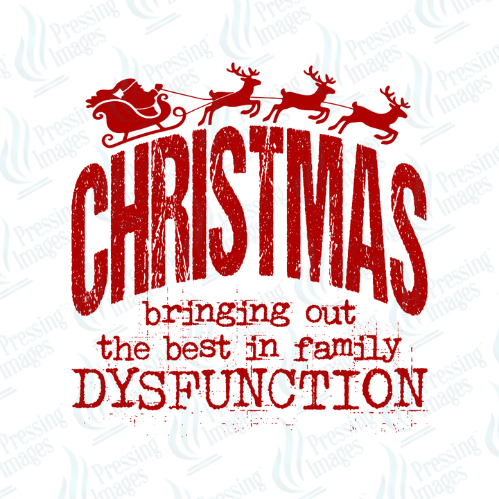DTF 6836 Family Christmas Disfunction — detail view — Pressing Images Canada