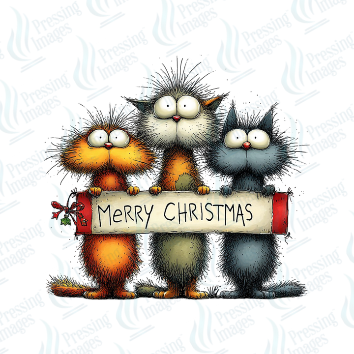 DTF 6839 Christmas Cat Merry Christmas — detail view — Pressing Images Canada