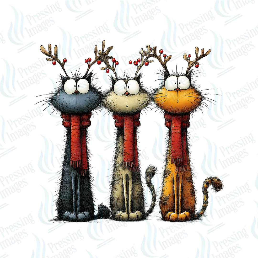 DTF 6840 Christmas Cat with Antlers