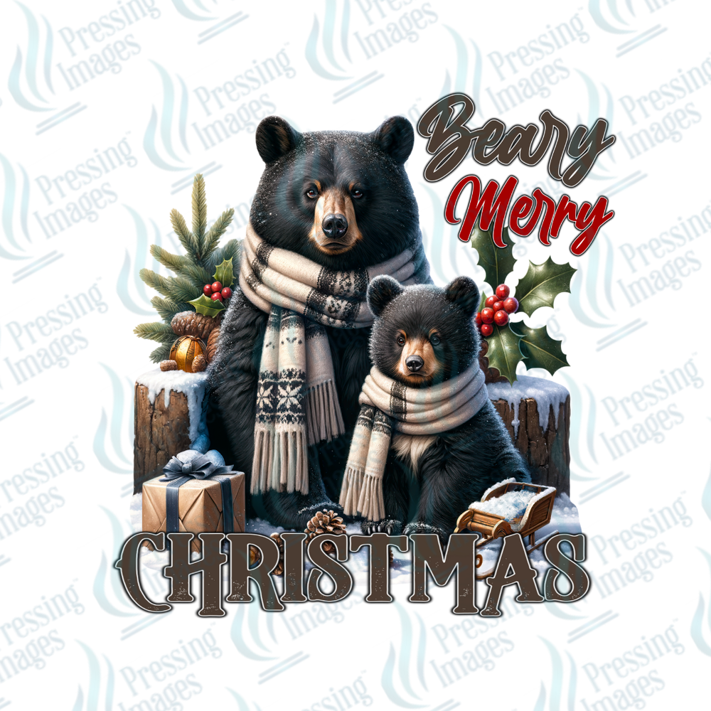 DTF 6857 Beary Merry — detail view — Pressing Images Canada