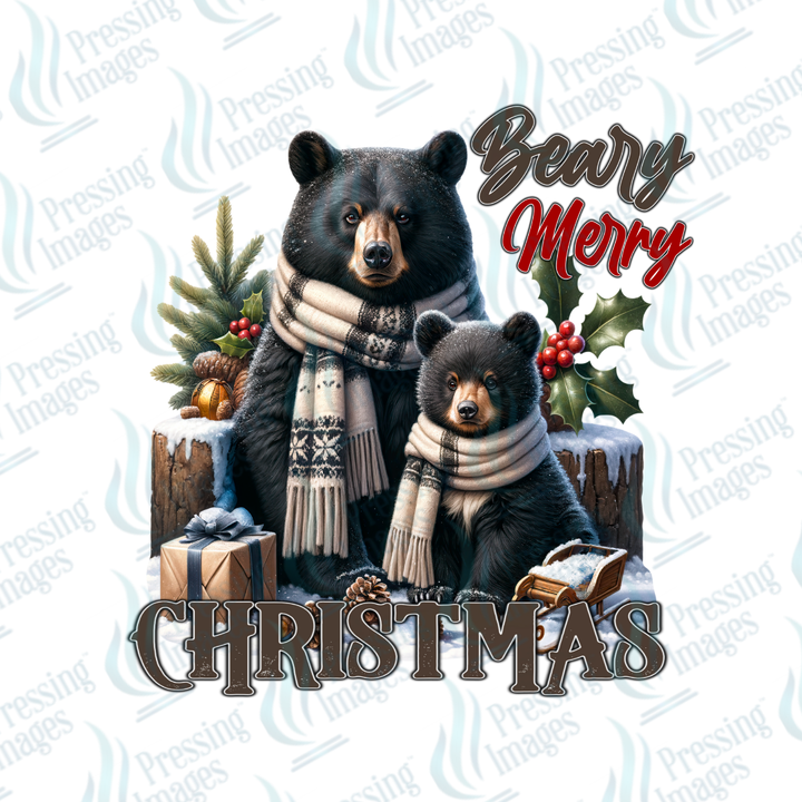DTF 6857 Beary Merry — detail view — Pressing Images Canada
