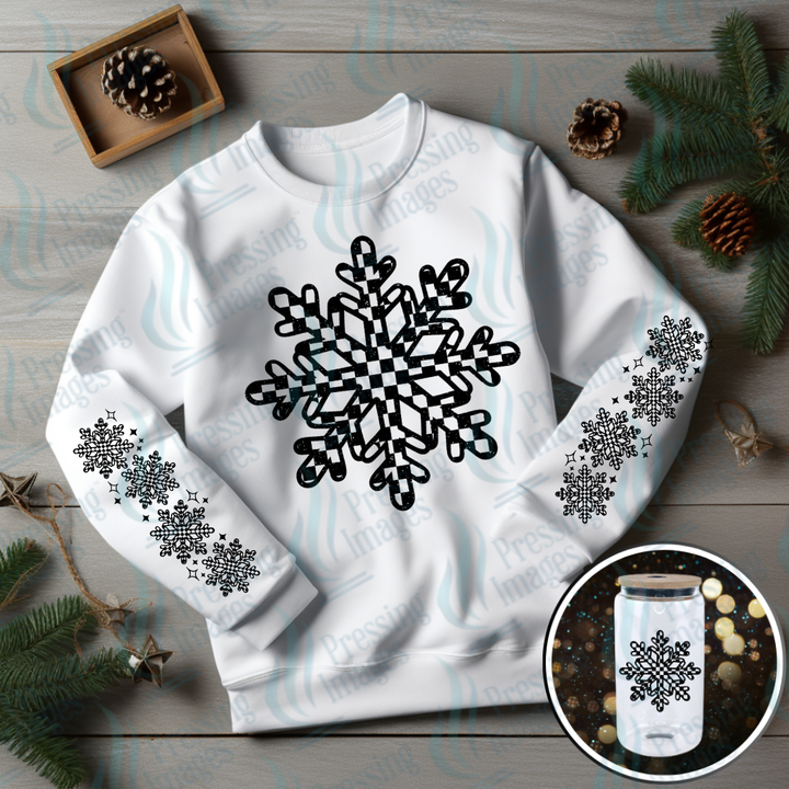 DTF 6858 Checker Snowflakes w/two sleeves