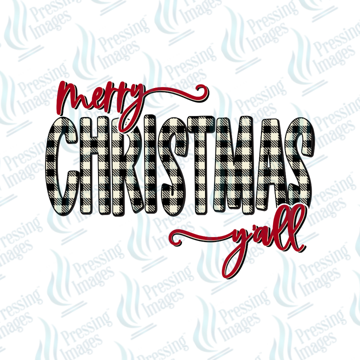 DTF 6864 Merry Christmas Ya'll — detail view — Pressing Images Canada