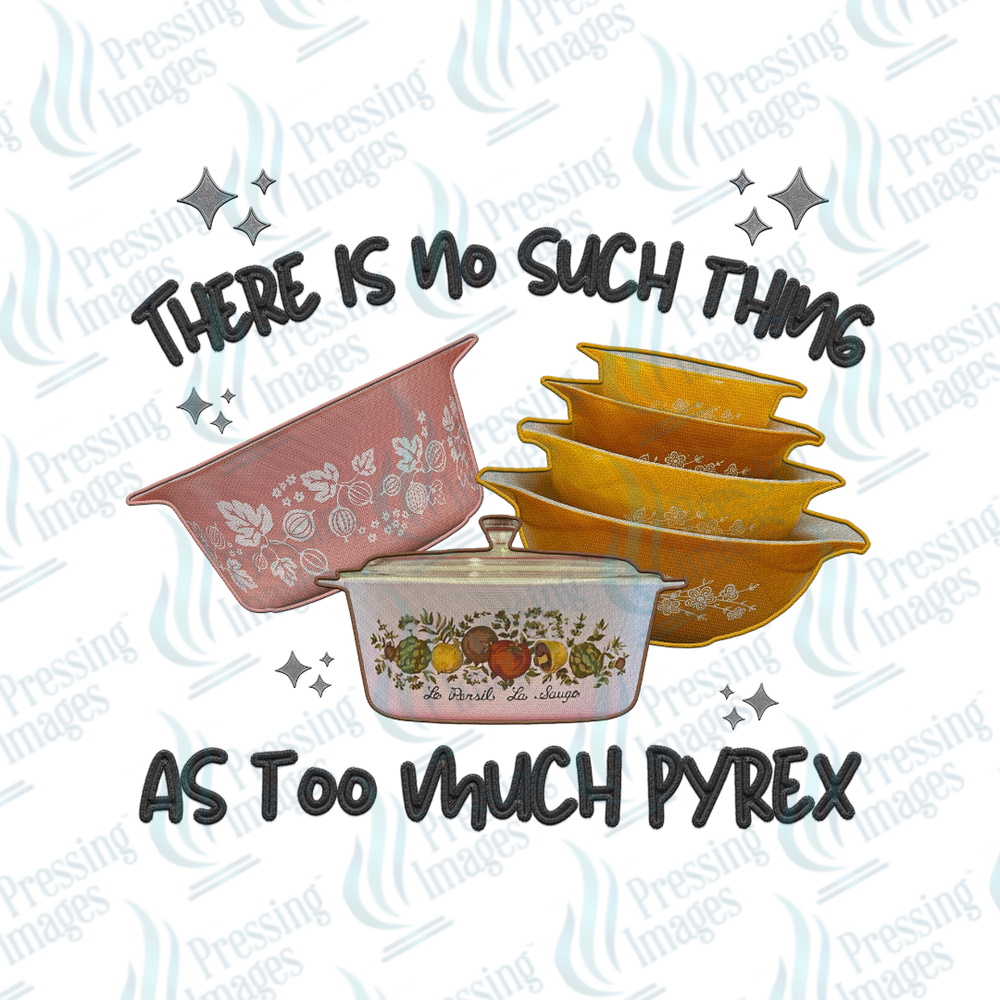 DTF 6874 There Is No Such Thing As Too Much Pyrex — detail view — Pressing Images Canada