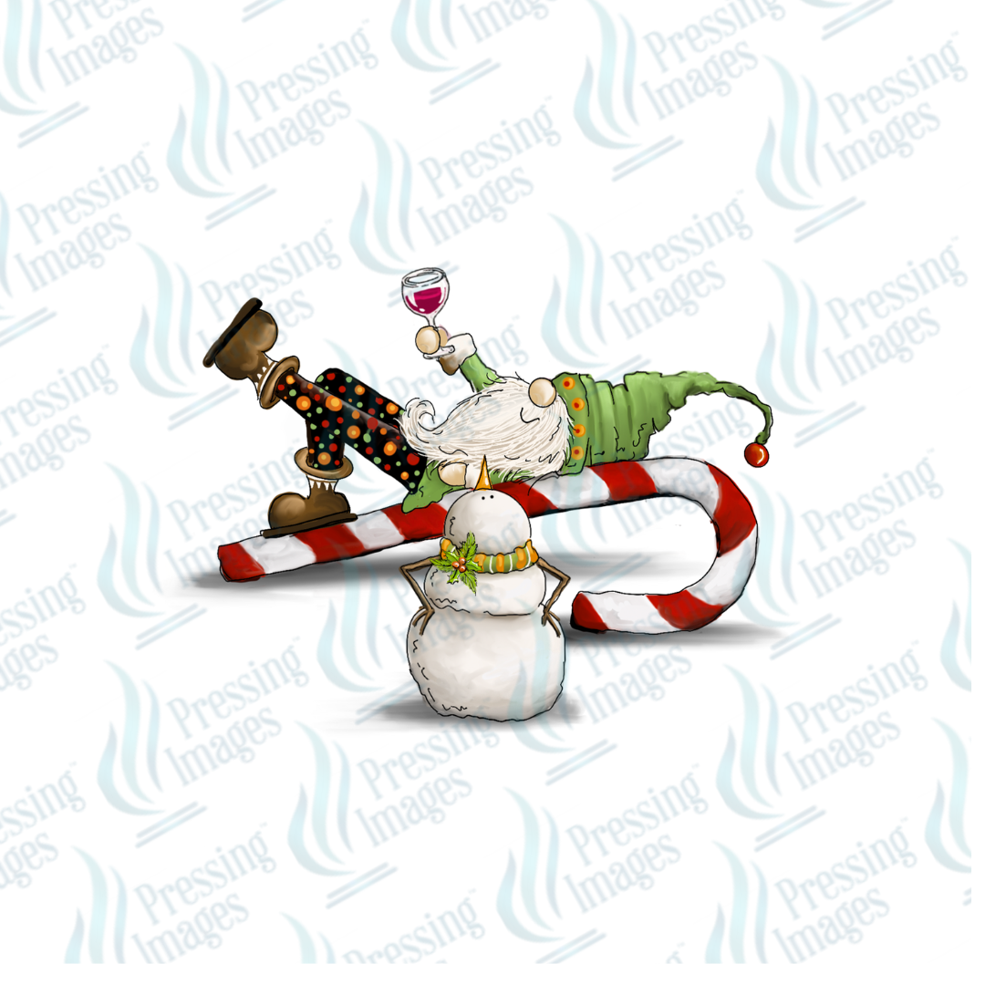 DTF 6875 Gnome Wine Candy Cane