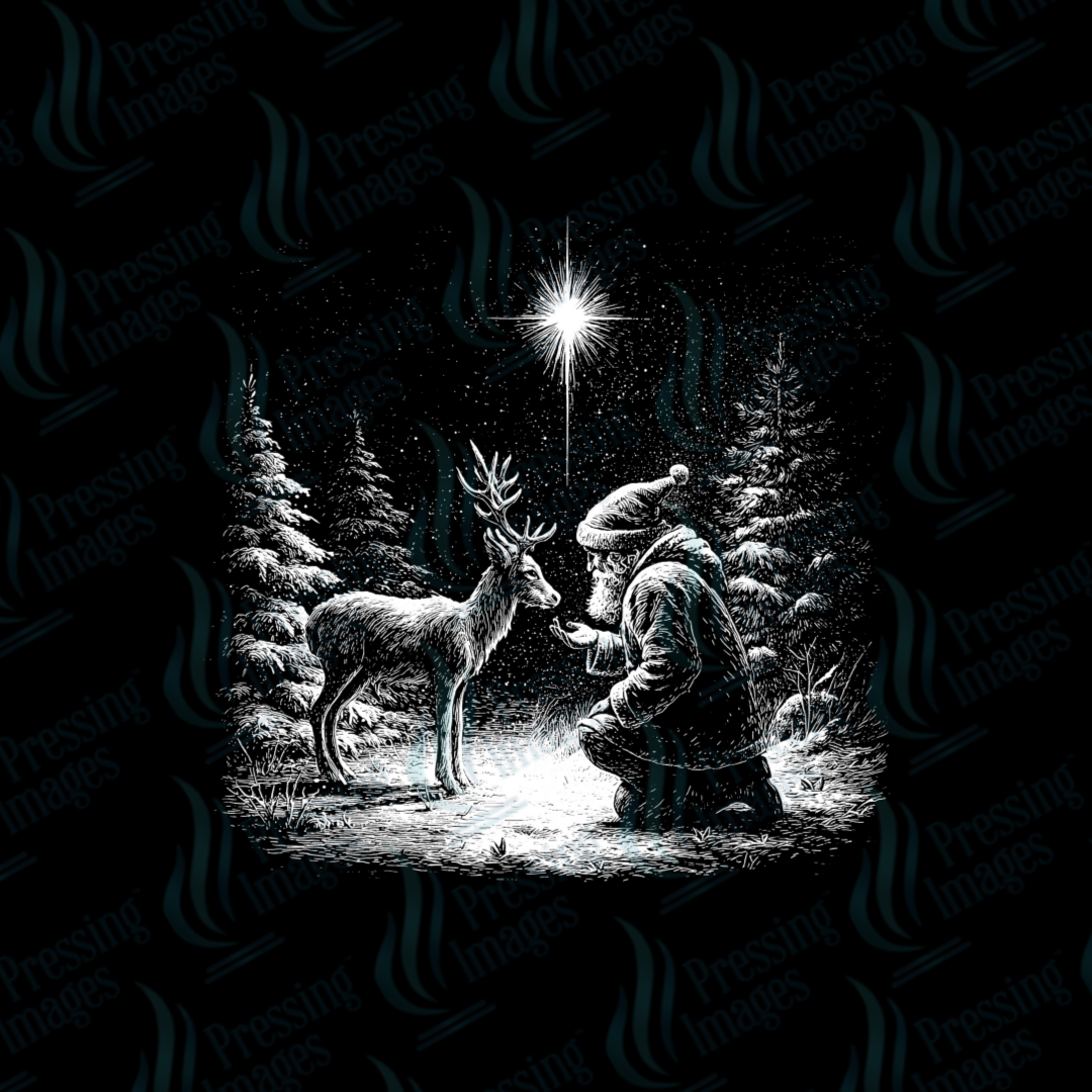 DTF 6878 Santa With Reindeer