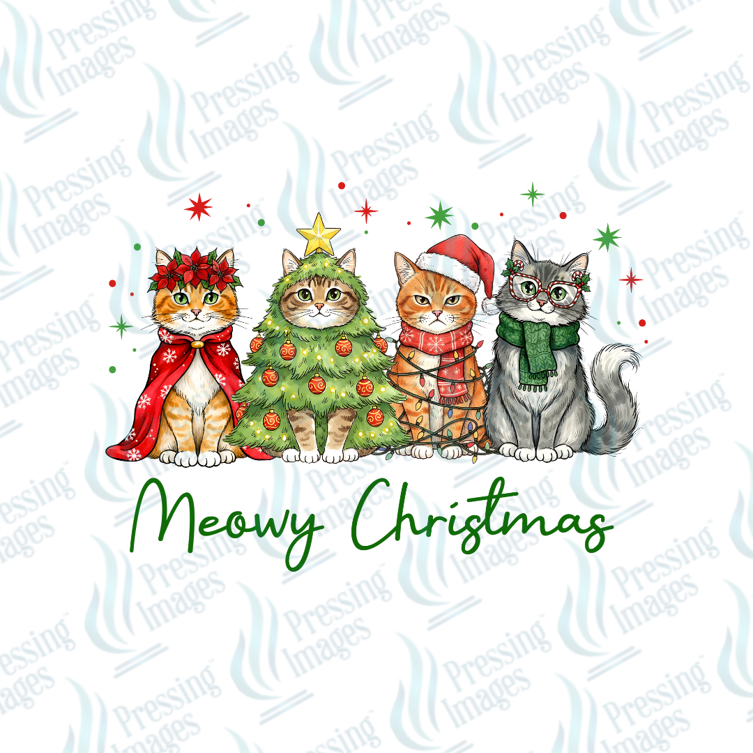 DTF 6887 Meowy Christmas — detail view — Pressing Images Canada