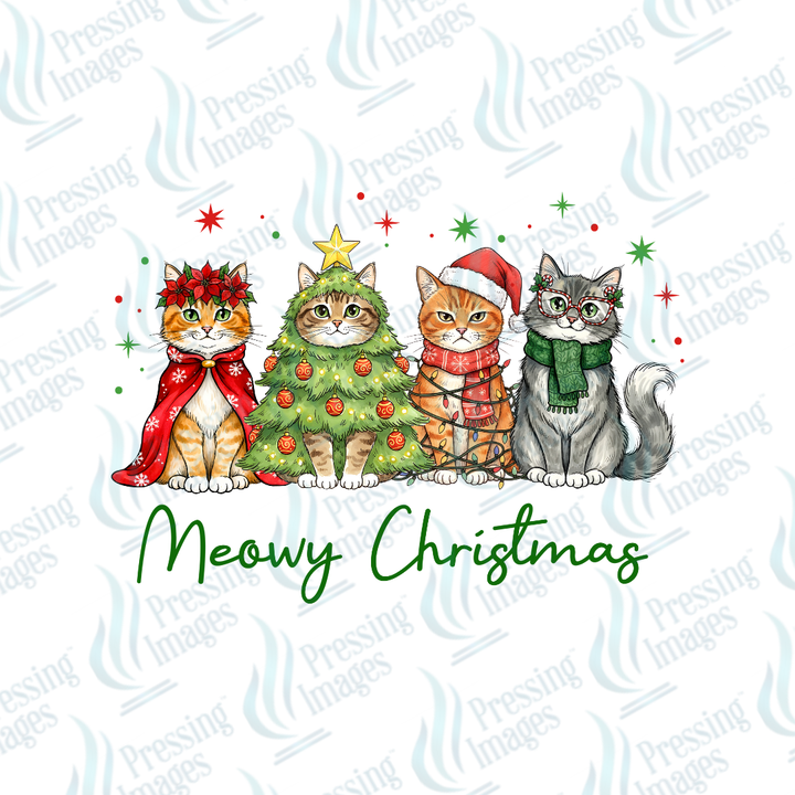 DTF 6887 Meowy Christmas — detail view — Pressing Images Canada