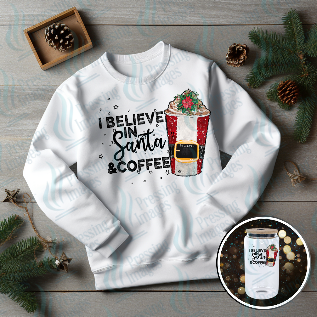 DTF 6917 I Believe In Santa and Coffee