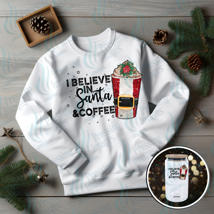 DTF 6917 I Believe In Santa and Coffee