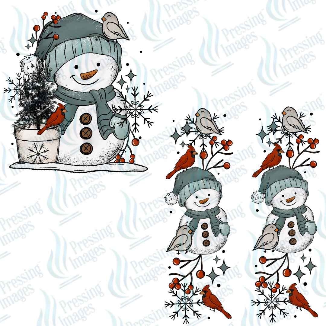 DTF 6973 Snowman and Birds w/2 sleeves