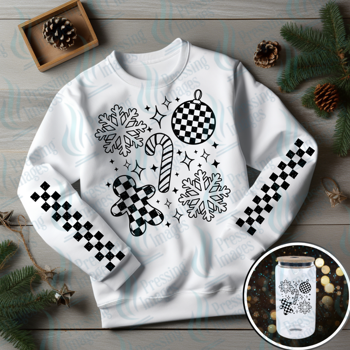 DTF 6982 Checkered Christmas w/2 sleeves