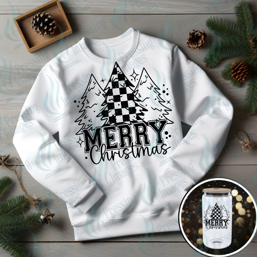Merry Christmas Checkered Tree | Pressing Images (#6992)