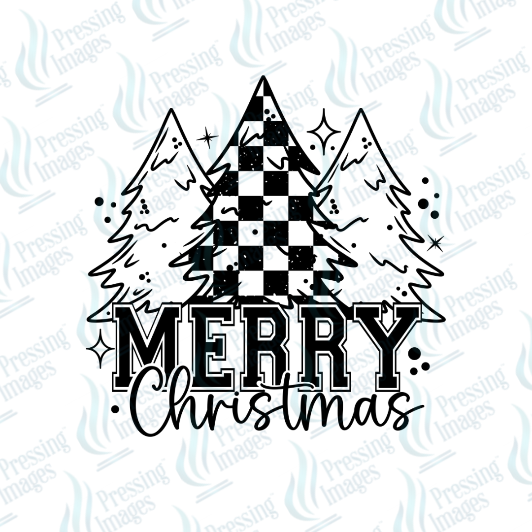 DTF 6992 Merry Christmas Checkered Tree
