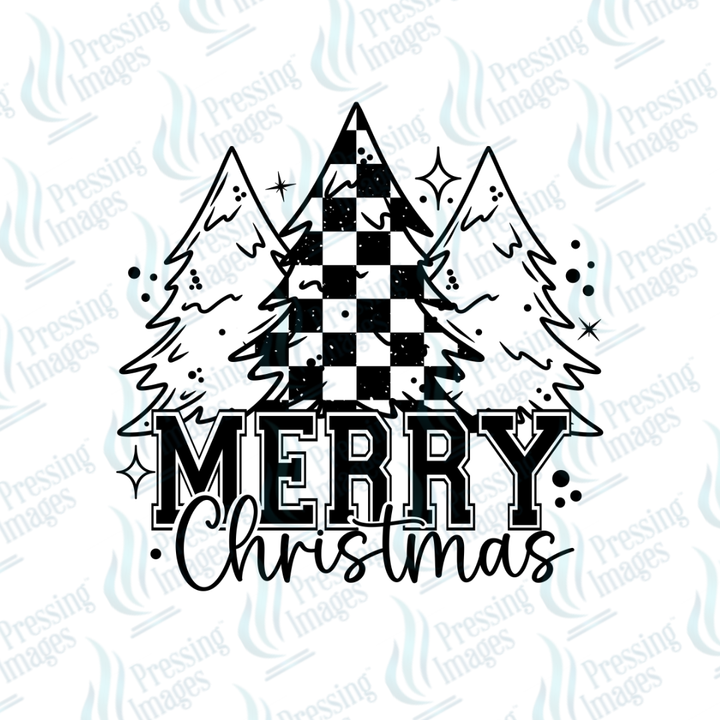 DTF 6992 Merry Christmas Checkered Tree