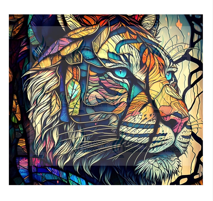 8022 Tiger stained glass tumbler Wrap