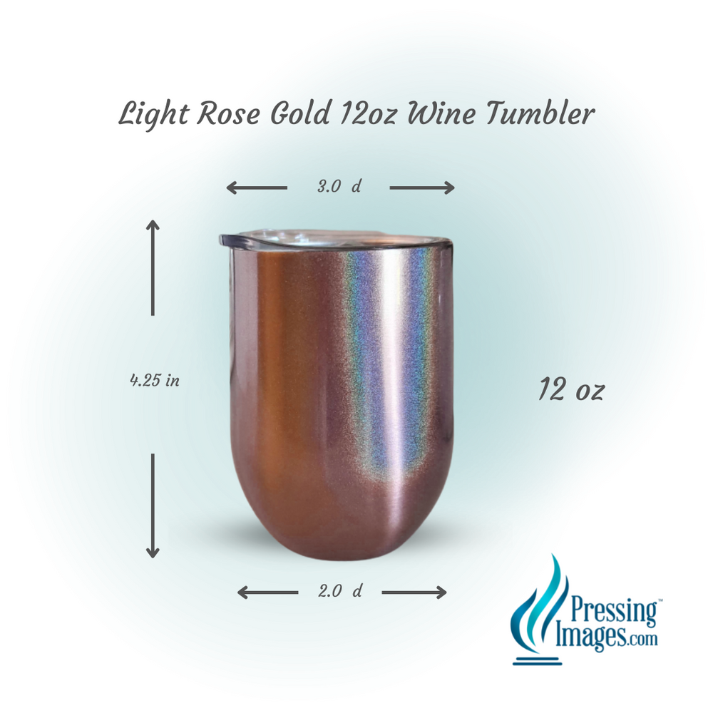6pk rose gold shimmer wine tumbler blank, side view, Canada