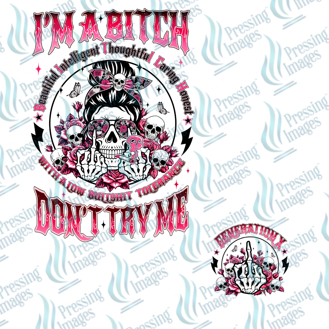 DTF 7007 I'm A Bitch Don't Try Me w/sleeve — detail view — Pressing Images Canada