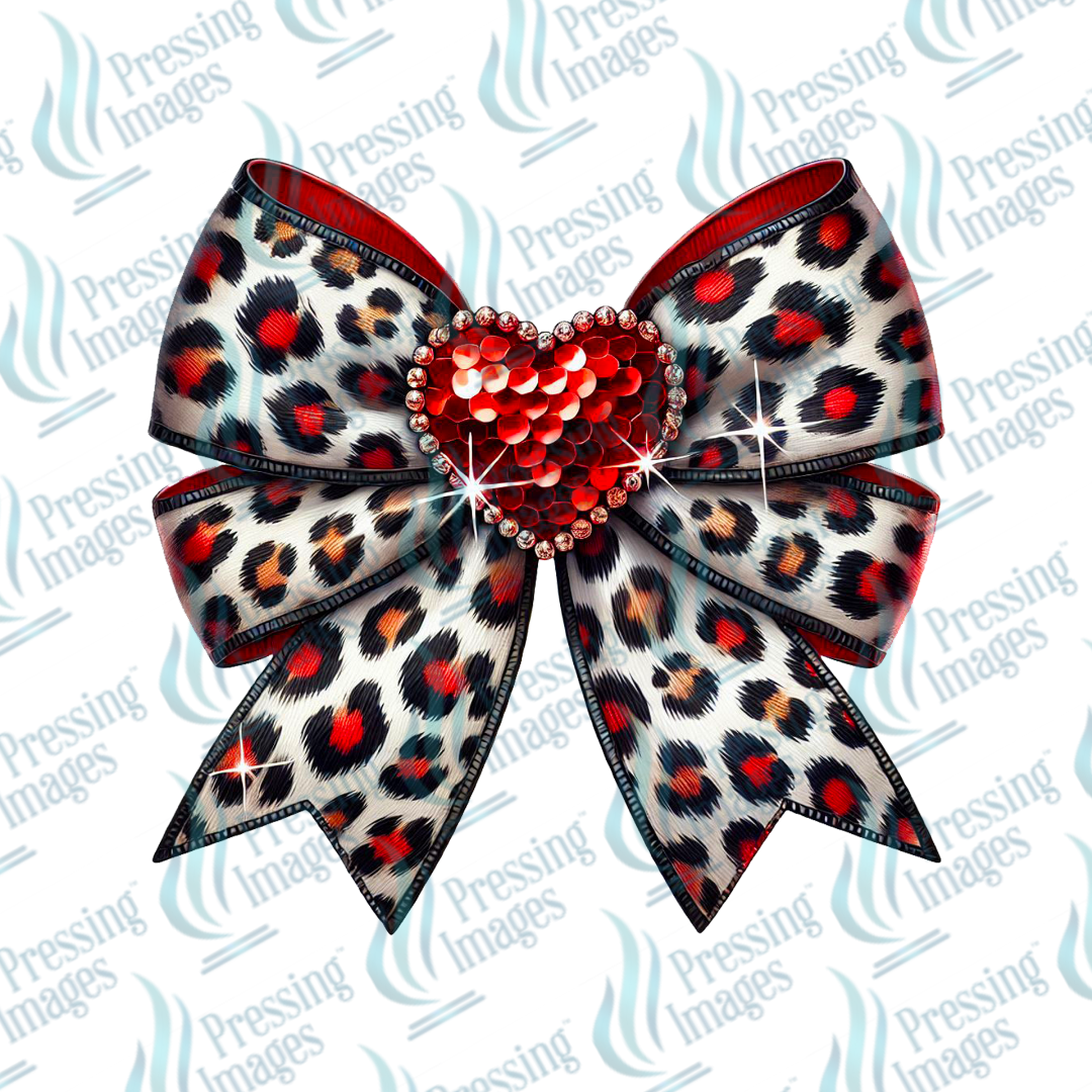 DTF 7026 Leopard Bow — detail view — Pressing Images Canada