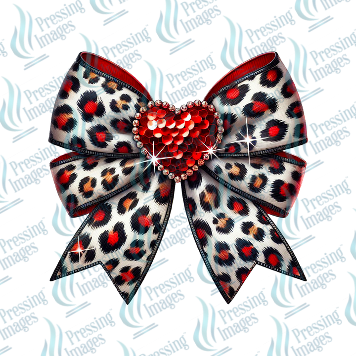 DTF 7026 Leopard Bow — detail view — Pressing Images Canada
