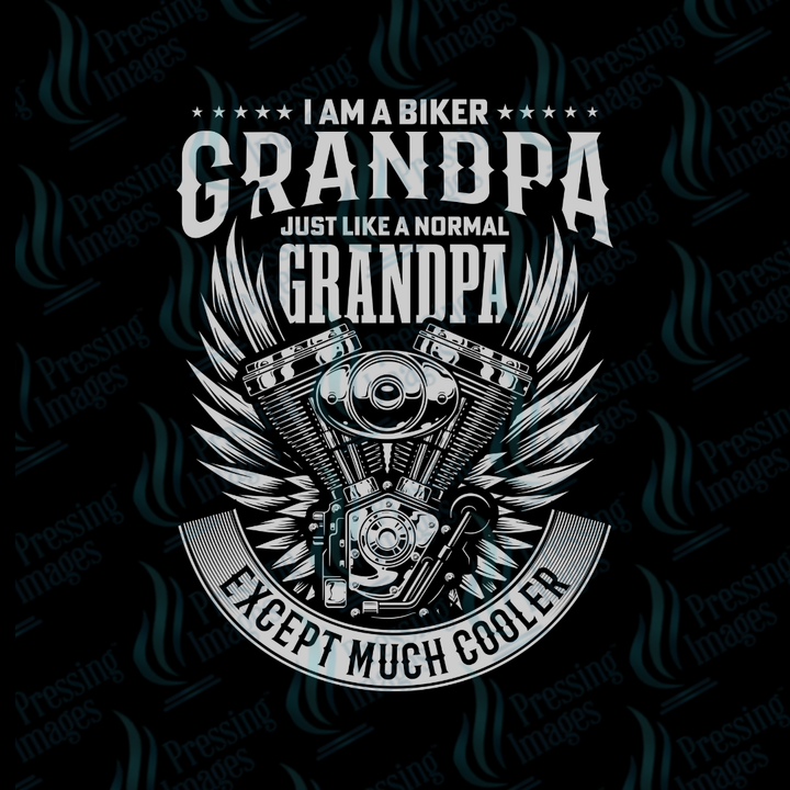 DTF 7109 I'm A Biker Grandpa — detail view — Pressing Images Canada