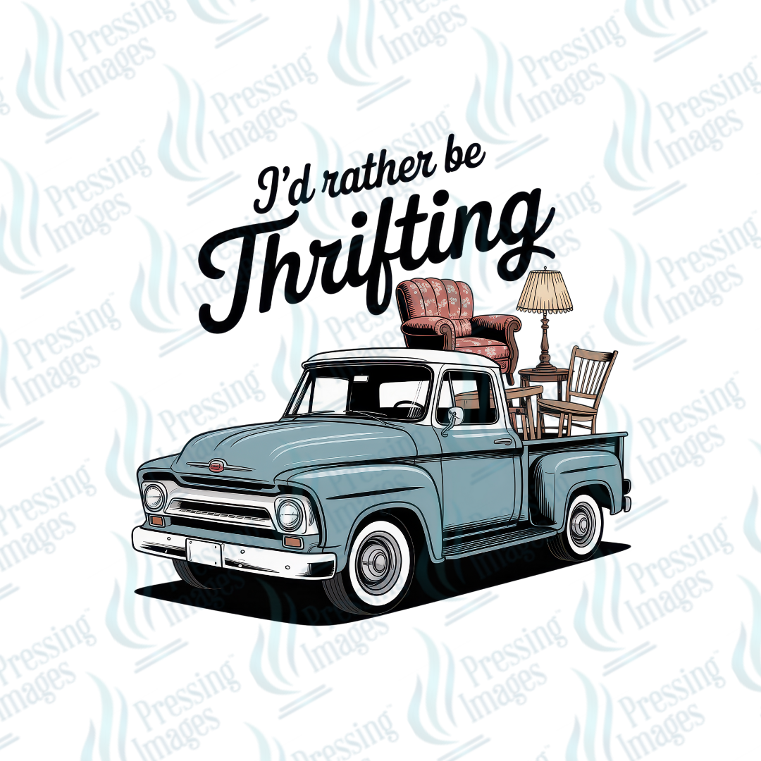 DTF 7123 I'd Rather Be Thrifting — detail view — Pressing Images Canada