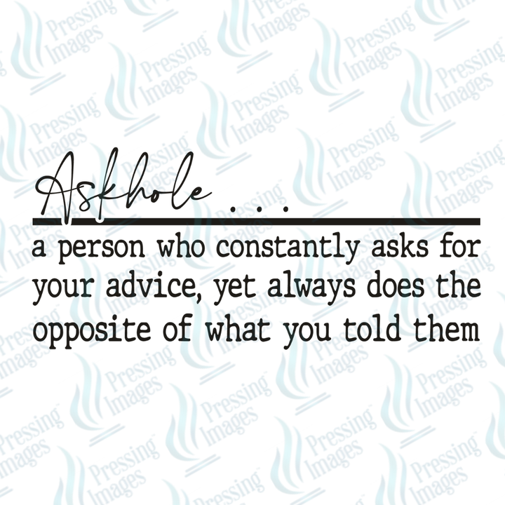 DTF 7136 Askhole — detail view — Pressing Images Canada