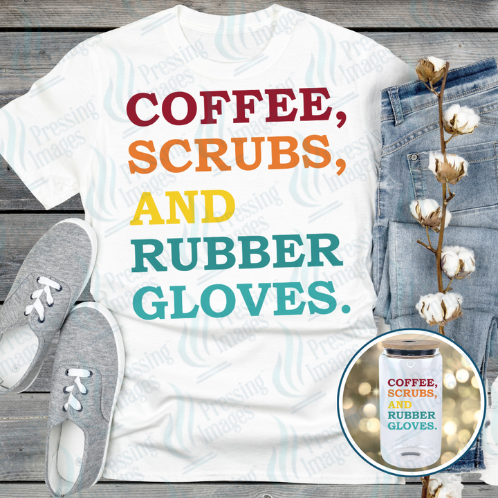 DTF 7146 Coffee Scrubs and Rubber Gloves