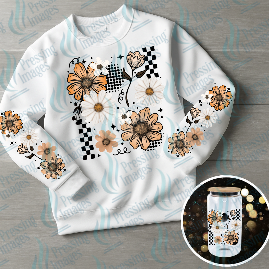 DTF 7155 Orange Floral W/2 Sleeves