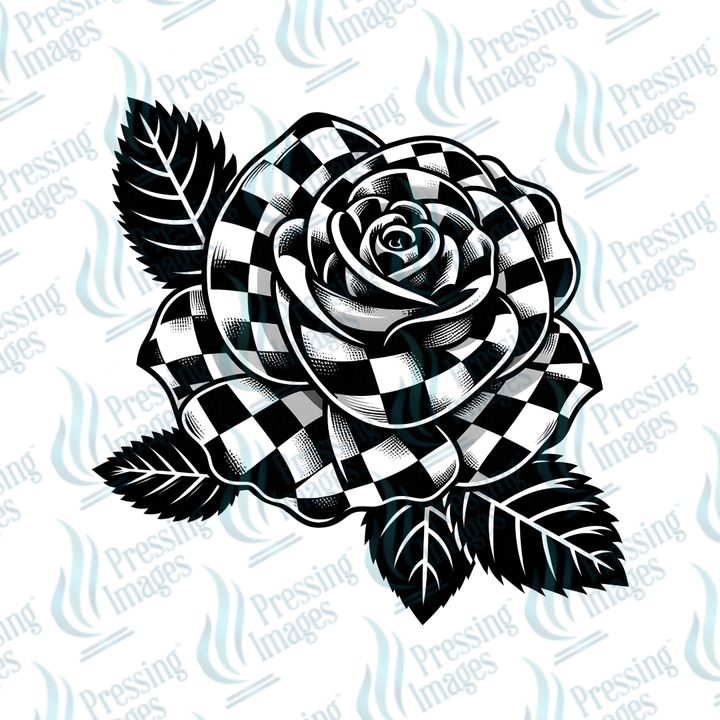 DTF 7188 Checkered Rose — detail view — Pressing Images Canada