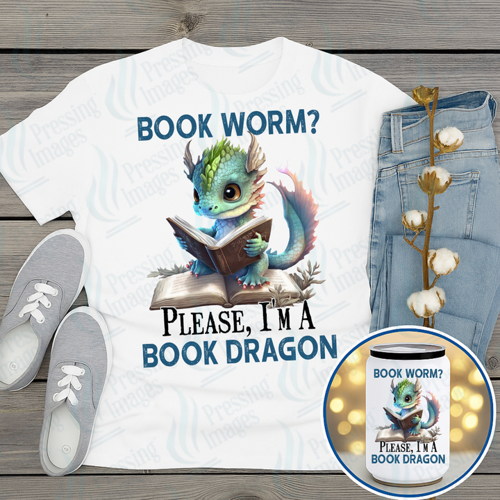 DTF 7206 Please I'm A Book Dragon — Pressing Images Canada