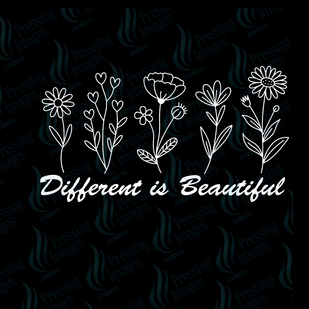 DTF 7244 Different Is Beautiful — size reference — Pressing Images Canada