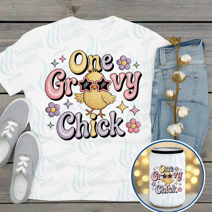 DTF 7306 One Groovy Chick — Pressing Images Canada